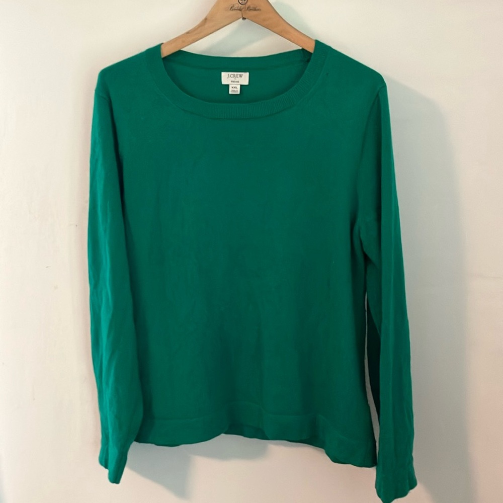 J. Crew Factory Cotton Wool Blend Crew Neck Teddie Sweater Kelly Green XXL